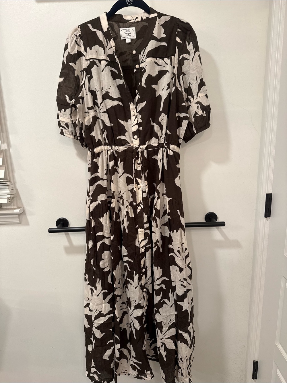 Emerson Fry Brown & Cream Floral Midi Dress size L